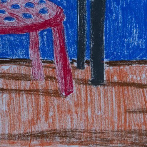 pavimento, sedia, muro, pastelli e gessetti s carta